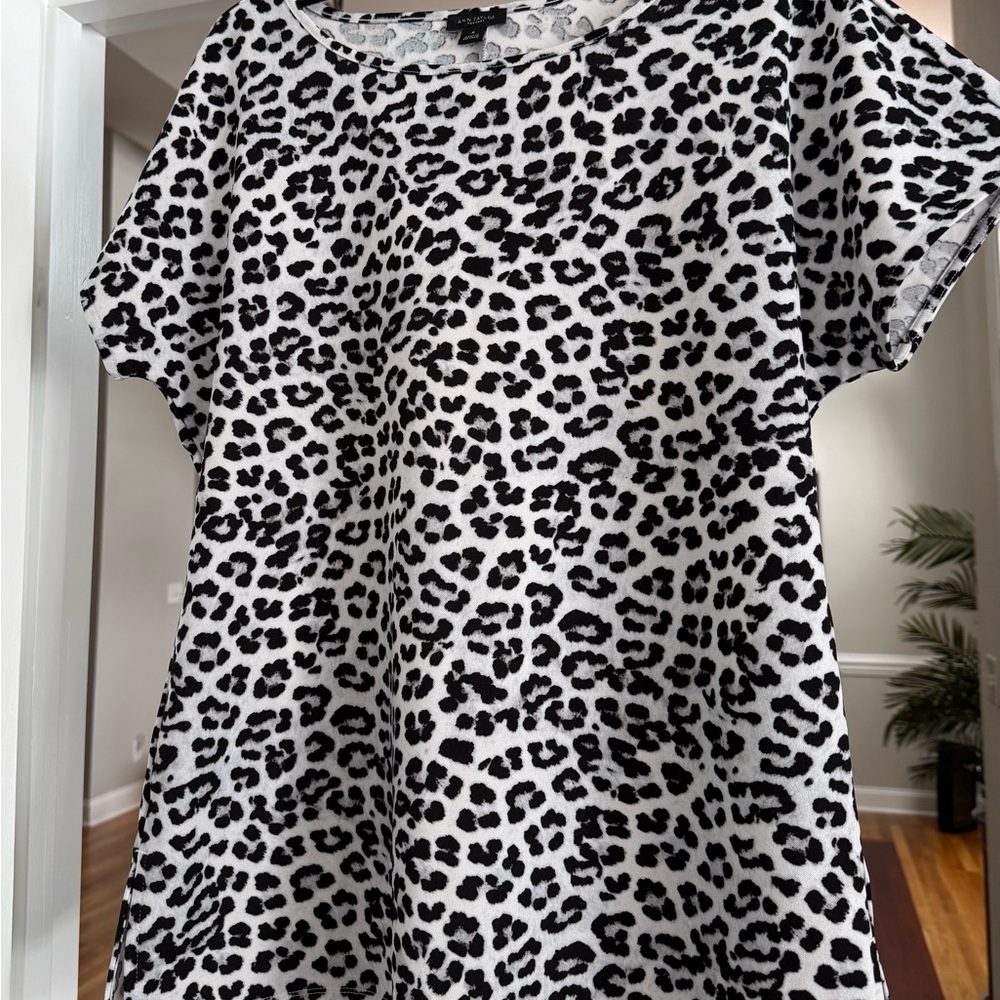 Ann Taylor Factory Black and White Animal Print Top